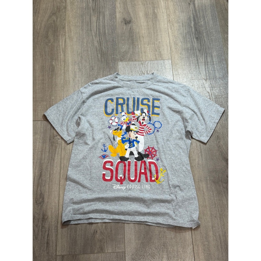 Disney Cruise Line Cruise Squad Mickey Mouse Gray Graphic T-Shirt XL Mens